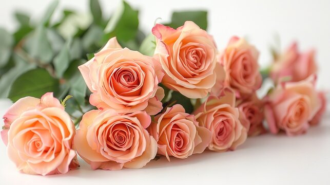 Beautiful roses on white background close up  ,Generative ai, 