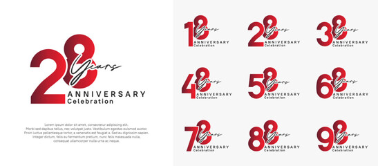 anniversary logotype vector design with red and black color can be use for special moment celebration