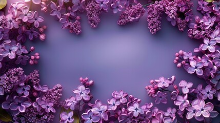 Lilac border frame on purple background ,Generative ai, 