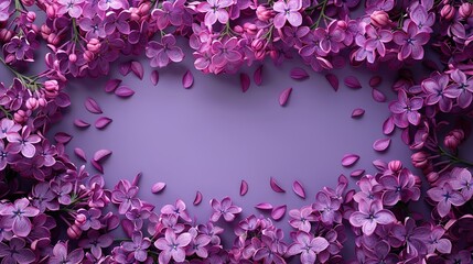 Lilac border frame on purple background ,Generative ai, 