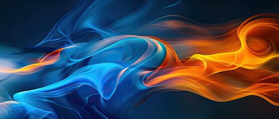 Obraz premium A digital abstract design of blue and orange waves symbolizing energy and movement