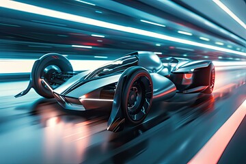 A futuristic geometric vehicle streamlined and angular - obrazy, fototapety, plakaty