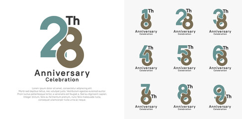 anniversary logotype vector design with blue and brown color for celebration moment