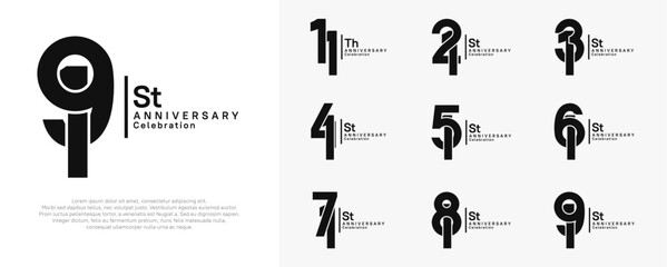 anniversary vector design set with black color can be use for special moment