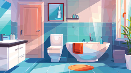 Fototapeta na wymiar Modern bathroom interior with sink bathtub toilet 2