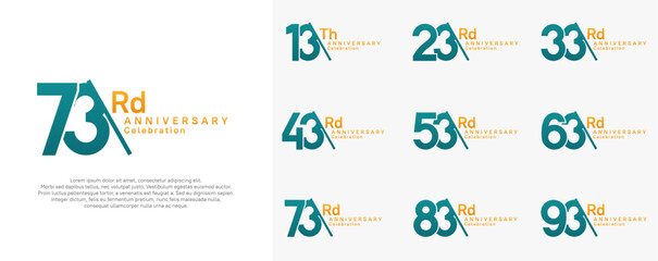 anniversary logotype vector set. green and orange color with slash for celebration day