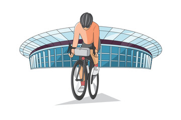 Cycling man on stadion background © agoosh