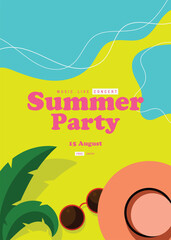 Summer holiday concept background decorative with top view of sea and element flat design style