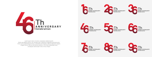 anniversary vector design set red and black color for celebration day