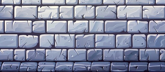 Fototapeta premium A closeup of a grey brick wall showcasing the intricate brickwork pattern, with a keyboard blurred in the background