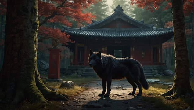 Nature's Guardian: Fenrir the Dire Wolf in HD Graphics