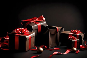 gift box with red ribbon and bow