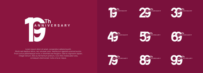 anniversary logotype vector set, white color for celebration purpose