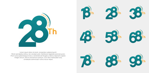 anniversary logotype vector set, blue and orange color can be use for special day celebration