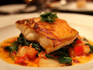 Sophisticated flounder dish presented by a top chef