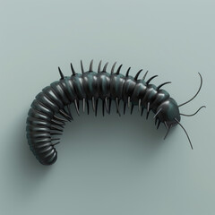 Obraz premium A 3D minimalist millipede, with a clean background and vector illustration style