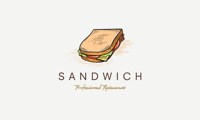 Hand drawn Sandwich Logo. vintage Sandwich Logo Template
