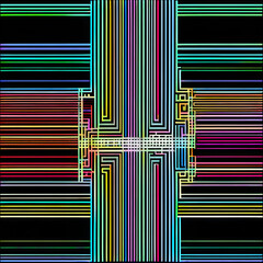 An abstract design using various stripes and shapes.