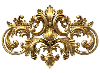 Golden baroque ornament isolated on white background