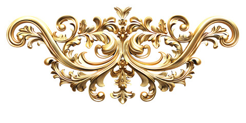 Gold filigree decoration, isolated on white background