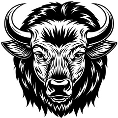 bison silhouette vector illustration,head of a bull,Bison characters,Holiday t shirt,Hand drawn trendy Vector illustration,bison svg face,bison on black background