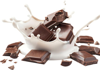 chocolate and milk splash, isolated on white background