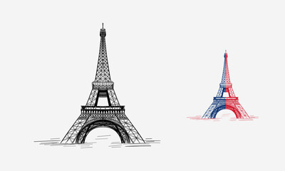 hand drawn Hand drawn Eiffel Tower. Paris, vector illustration