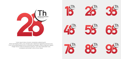 anniversary vector set with red color can be use for special day celebration