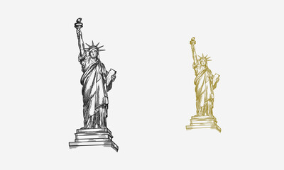 hand drawn Statue of Liberty hand drawn vector illustration realistic sketch