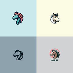 Horse Head Silhouette Logo Design Abstract luxury Horse Gold Color Logo Symbol Design Vector.Horse Head Logotype