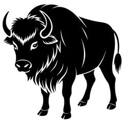 bison silhouette vector illustration,head of a bull,Bison characters,Holiday t shirt,Hand drawn trendy Vector illustration,bison svg face,bison on black background