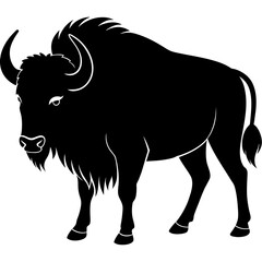 bison silhouette vector illustration,head of a bull,Bison characters,Holiday t shirt,Hand drawn trendy Vector illustration,bison svg face,bison on black background