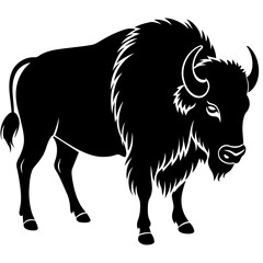 bison silhouette vector illustration,head of a bull,Bison characters,Holiday t shirt,Hand drawn trendy Vector illustration,bison svg face,bison on black background