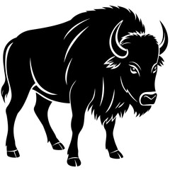bison silhouette vector illustration,head of a bull,Bison characters,Holiday t shirt,Hand drawn trendy Vector illustration,bison svg face,bison on black background