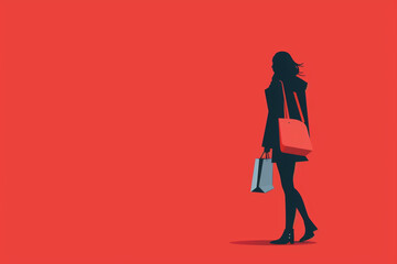 Minimal Modern Shopping Woman Character Flat