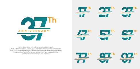 anniversary vector set design with blue and orange color for celebration day