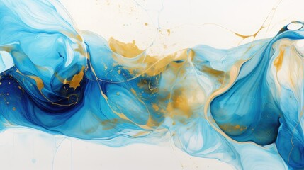 blue and gold swirl abstract elegance