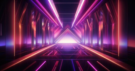 futuristic neon corridor illusion