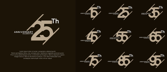 anniversary logotype vector set with brown color can be use for celebration purpose