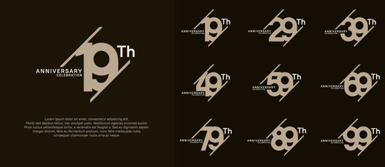 anniversary logotype vector set with brown color can be use for celebration purpose