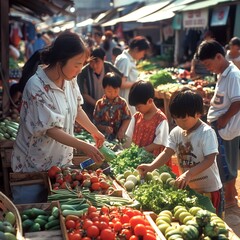 Fresh Vegetables in Baskets at Local Market