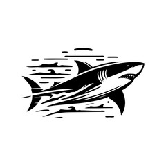 Shark logo design vector illustration. Black shark logo design vector