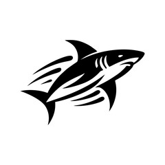 Shark logo design vector illustration. Black shark logo design vector