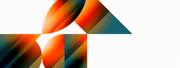 Minimalism meets gradient allure. Geometric shapes intertwine in a tranquil backdrop. Subtle hues meld, creating serene yet dynamic canvas, testament to modern aesthetics