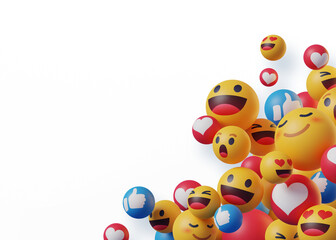 Emoticon of social media or chat application network emoji background