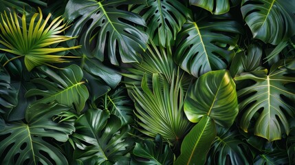 Layering different tropical leaf patterns to create a more complex design.
