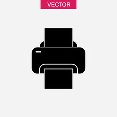 Printer Icon Vector Illustration, Fax Icon flat blac symbol on white backgorund..eps