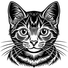 head of a cat silhouette vector illustration,head of a bull,black cat characters,Holiday t shirt,Hand drawn trendy Vector illustration,graceful cat car on black background