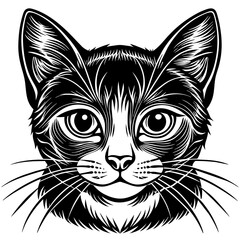 head of a cat silhouette vector illustration,head of a bull,black cat characters,Holiday t shirt,Hand drawn trendy Vector illustration,graceful cat car on black background