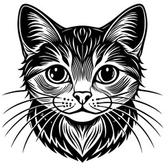 head of a cat silhouette vector illustration,head of a bull,black cat characters,Holiday t shirt,Hand drawn trendy Vector illustration,graceful cat car on black background